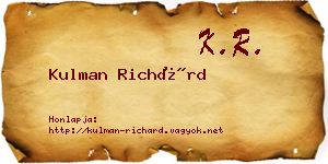 Kulman Richárd névjegykártya
